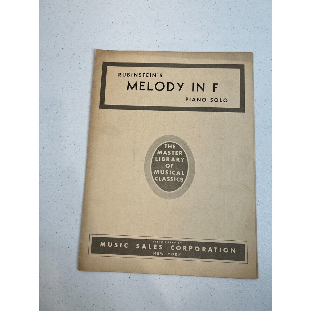 Rubenstein's Melody in F Piano Solo Library of Musical Classics Sheet Music Book